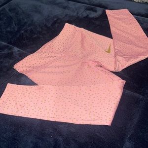 Nike Pink with gold stars yoga pant, size 5-6